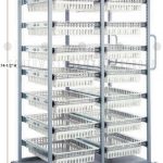 Medical supplies two columns drawers wire baskets casters