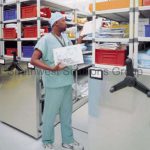 Medical supply shelves hospital racks