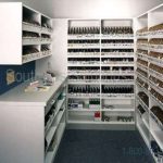 Medication drug processing casework pharmaceutical storage shelving