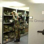 Military storage shelving gsa mobag racks on tracks spacesaver high density mobile cabinets