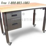 Mobile bench height adjustable with drawers tech lab