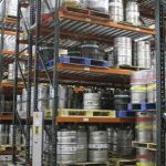 Mobile pallet racking beer keg storage distribution warehouse