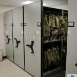 Mobile shelving public safety storage guard uniforms