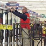 Mobile stock picker grocery store overhead storage access