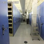 Mobile storage shelving for museum wet collections storage