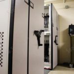 Mobile storage shelving weapons cabinet gun locker military police