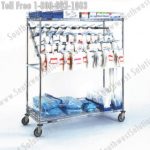 Mobile wire shelves medical storage rack on wheels