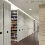 Modern perforated high density library storage shelving