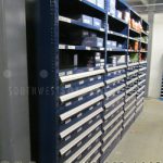Modular drawer cabinets in shelving racks