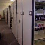 Motorized high density rolling shelves cabinets