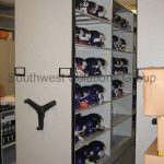 Movable compact shelves football gear equipment storage