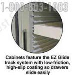 Museum cabinet easy glide drawer tray system moving adjust