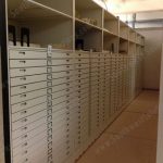 Museum storage drawers on mobile shelving units