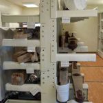 Museum storage wide long item artifact storage big large compact shelf cabinet