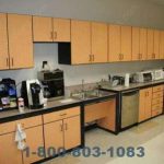 Office break room moveable modular cabinets millwork pre fabricated casework drawer storage cabinetry units tx ok ar ks tn