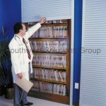 Open shelf medical file chart shelving security doors