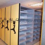 Open shelf rolling track shelving