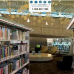 Overhead lighting in library over stacks shelving ranges energy savings