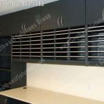 Overhead mail sorting slots upper cubby cabinets millwork modular storage mailcenter