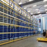 Pallet bin storage high bay racking system