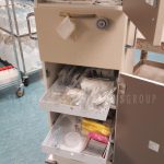 Patient server supply tray mobile cabinet