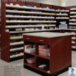 Pharmacy furniture modular casework shelves storage dispensing cabinets medical millwork shelving