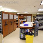 Pharmacy shelving bin storage kanban management