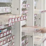 Pharmacy storage pullout tray drawer cabinet