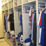 Player locker open shelving cubby game day gear