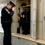 Police department gear lockers uniform wardrobe swat vest storage dsm cabinet bench locker