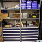 Police evidence property quartermaster storage shelving racks cabinets drawers in shelving