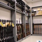 Police evidence property quartermaster storage shelving racks cabinets guns weapons