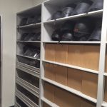 Police helmet riot gear storage shelving racks