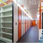 Powered high density storage shelves