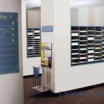 Prefabricated mailroom pass through wall mail slots adjustable sorter casework millwork cabinets tx ok ar ks tn