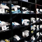 Pro football gear storage shelving