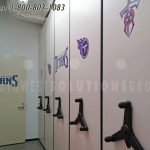 Professional athletics gameday equipment mobile storage shelving