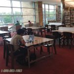 Public library furniture quiet reading tables chairs
