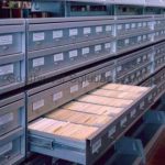 Public library index card drawers