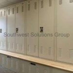 Public safety bench gear lockers police department dsm powered data storage locker