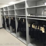 Public safety hanging uniform garment shelves racks