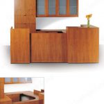 Reception station with storage behind u shaped wood counter low desk