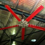 Red large diameter warehouse fan heating cooling costs reduced