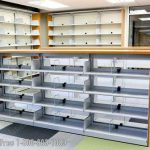 Reference library shelving book storage laminate end panels