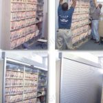 Roll down tambour door installation lock existing open office shelving