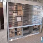 Rolling doors bi file shelving sliding racks box shelves automatic