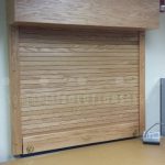 Rolling locking counter shelf wood oak shutter doors
