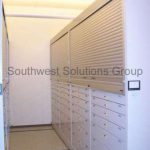 Rolling shelving tambour security doors storage cabinets