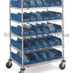 Rolling wire shelving mobile storage bin carts