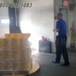 Rotating stretch film pallet wrapping machines